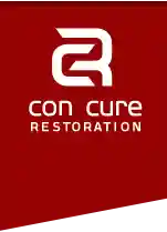 Logo for Con Cure Restoration with a stylized white “C” and “R” above the company name, set against a solid red background—an ideal choice for Construction Web Design that demands boldness and professionalism. - Clio Websites | Top Canadian Web Design Company