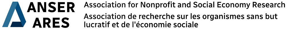 Logo featuring a stylized “A” and text: “ANSER ARES Association for Nonprofit and Social Economy Research / Association de recherche sur les organismes sans but lucratif et de l’économie sociale.” Ideal for organizations seeking a professional membership web design to enhance community engagement and collaboration. - Clio Websites | Top Canadian Web Design Company