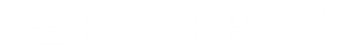 White logo with stylized wave shapes on the left and the word “ENSERVA” in bold capital letters to the right, all on a light grey background—an ideal look for a modern Membership Web Design. - Clio Websites | Top Canadian Web Design Company