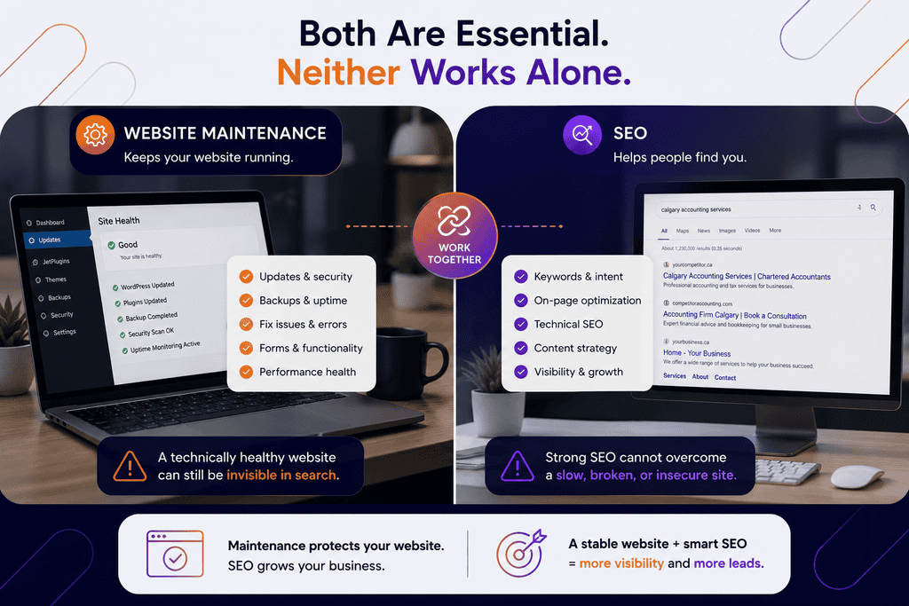 Website Maintenance vs. SEO: Do Calgary Businesses Really Need Both?